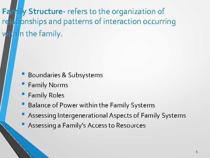 Family Structure- refers to the organization of relationships and patterns of interaction occurring within