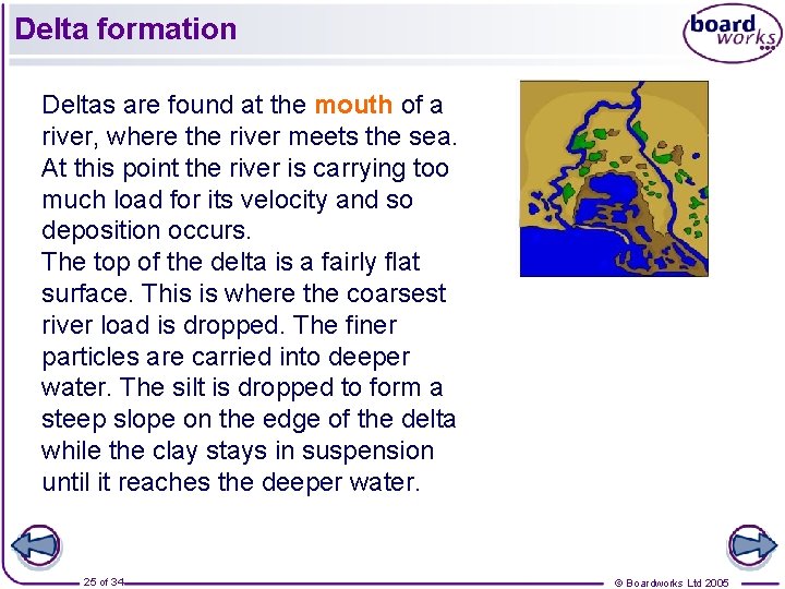 Delta formation Deltas are found at the mouth of a river, where the river