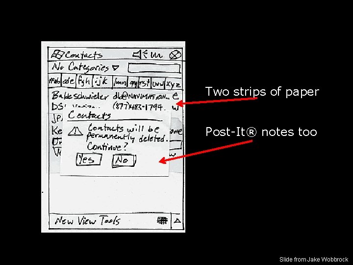 Two strips of paper Post-It® notes too Slide from Jake Wobbrock 