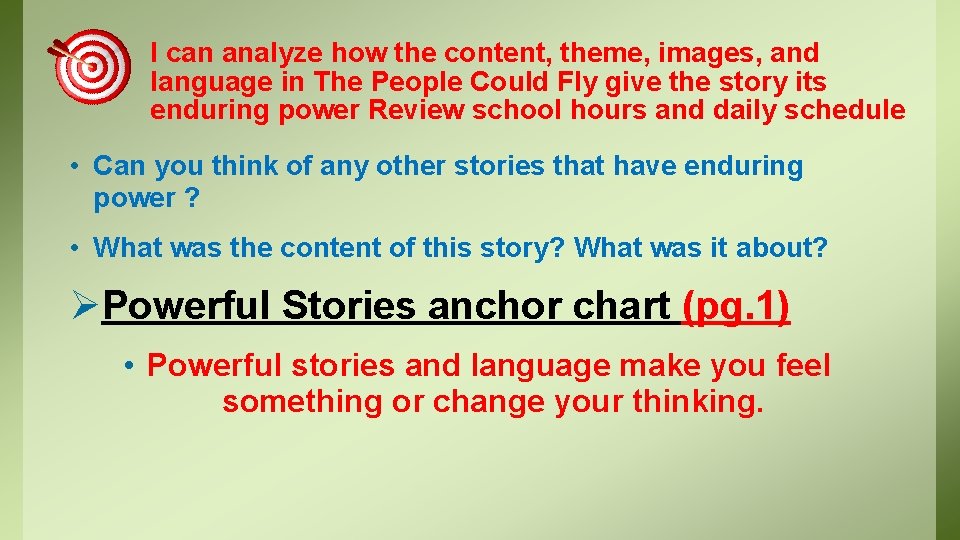 I can analyze how the content, theme, images, and language in The People Could