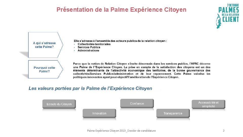 Présentation de la Palme Expérience Citoyen 2019_Dossier de candidature 2 
