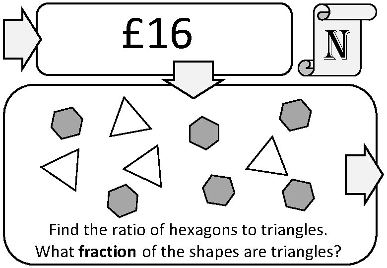 £ 16 n Find the ratio of hexagons to triangles. What fraction of the