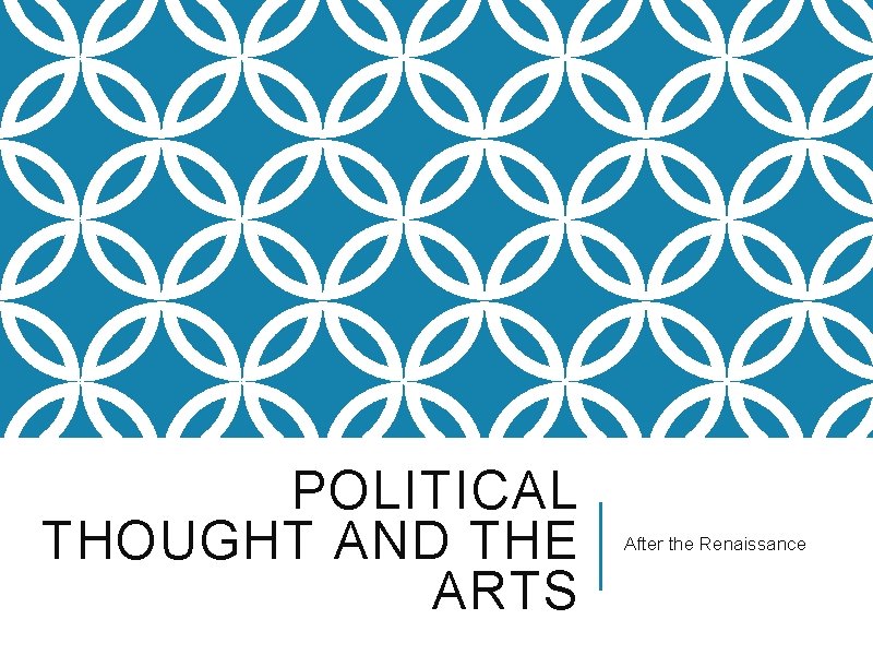 POLITICAL THOUGHT AND THE ARTS After the Renaissance 