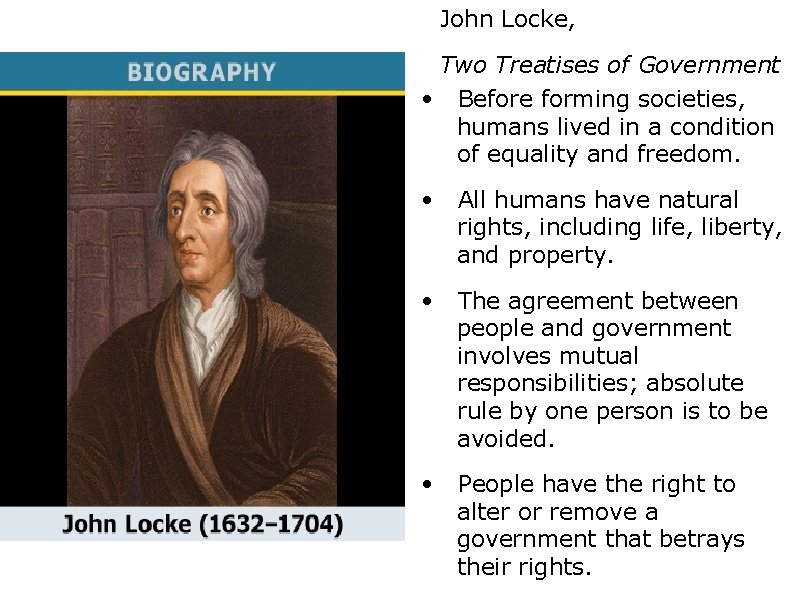 John Locke, Seventeenth-Century Political Thought in England Two Treatises of Government • Before forming