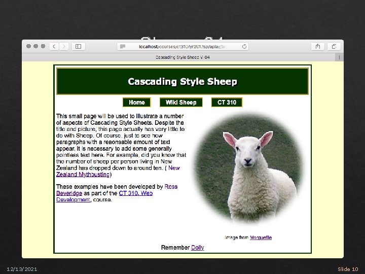 Sheep 04 CSU CT 310 Web Development ©Ross Beveridge 12/13/2021 Slide 10 