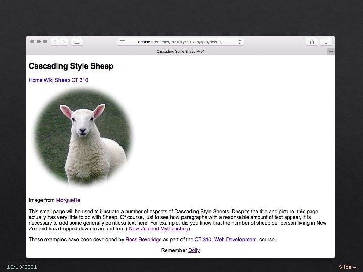 Sheep 01 CSU CT 310 Web Development ©Ross Beveridge 12/13/2021 Slide 4 