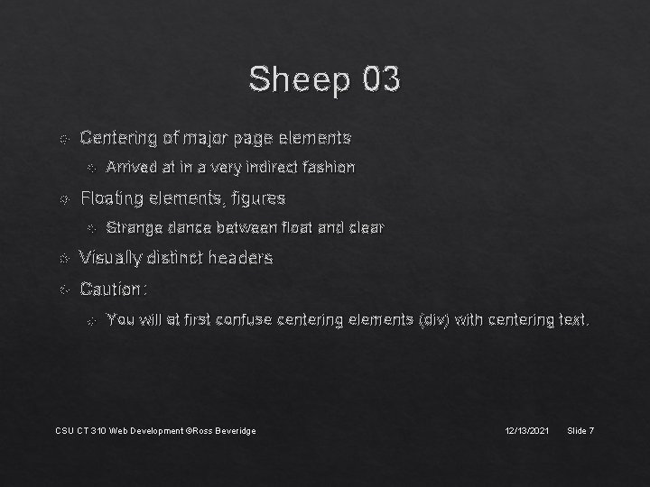 Sheep 03 Centering of major page elements Arrived at in a very indirect fashion