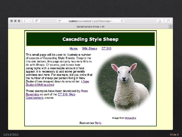 Sheep 03 CSU CT 310 Web Development ©Ross Beveridge 12/13/2021 Slide 8 