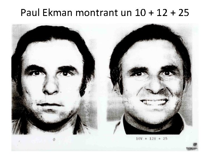 Paul Ekman montrant un 10 + 12 + 25 