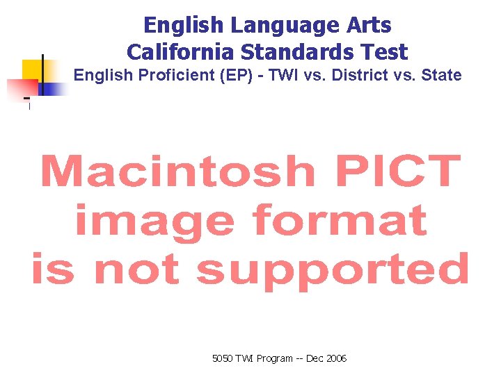 English Language Arts California Standards Test English Proficient (EP) - TWI vs. District vs.