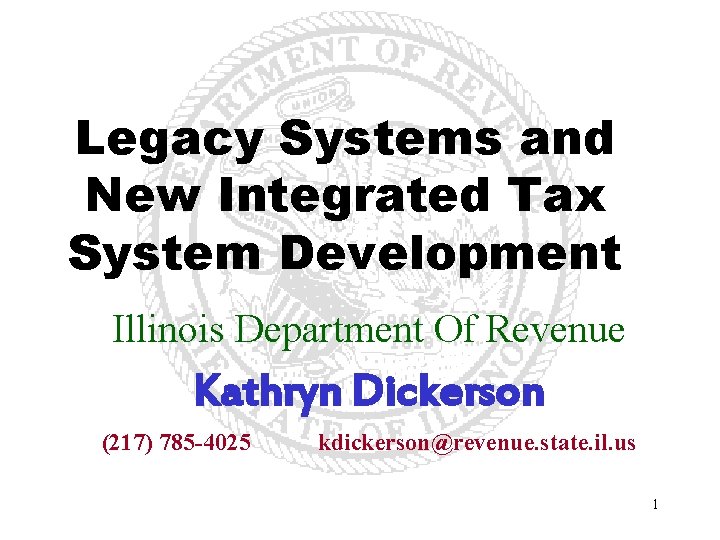 Integrated Tax Module Legacy Systems and New Integrated Tax System Development