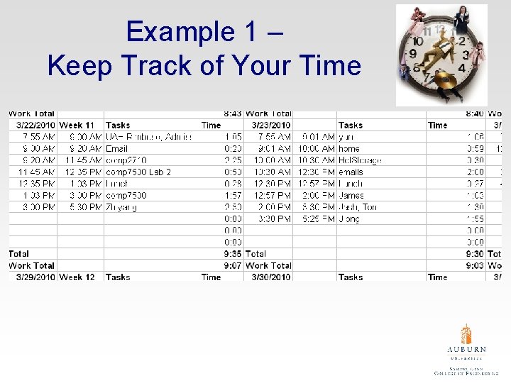 Example 1 – Keep Track of Your Time 