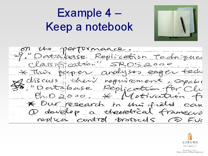 Example 4 – Keep a notebook 