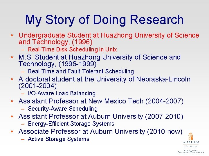 My Story of Doing Research • Undergraduate Student at Huazhong University of Science and