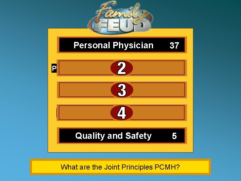 Personal Physician 37 Physician Directed Medical Practice 21 Whole Person Orientation 14 Care is