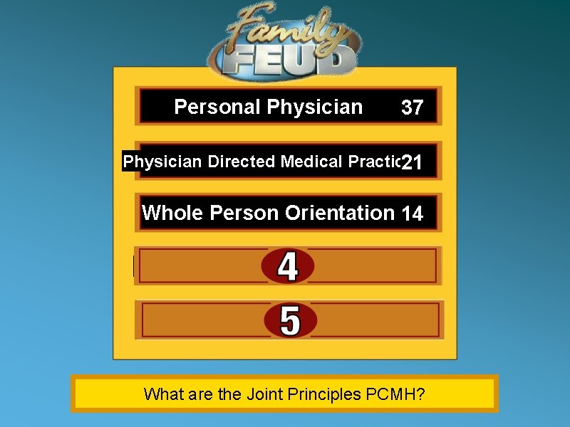 Personal Physician 37 Physician Directed Medical Practice 21 Whole Person Orientation 14 Care is