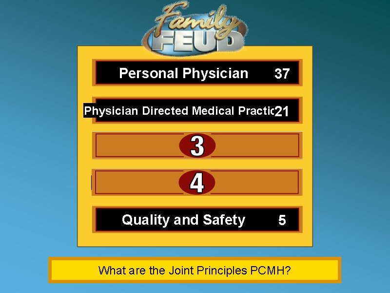 Personal Physician 37 Physician Directed Medical Practice 21 Whole Person Orientation 14 Care is