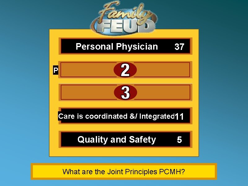 Personal Physician 37 Physician Directed Medical Practice 21 Whole Person Orientation 14 Care is