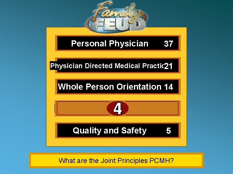 Personal Physician 37 Physician Directed Medical Practice 21 Whole Person Orientation 14 Care is