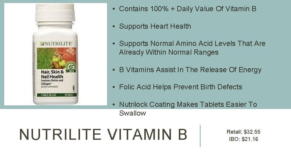  • Contains 100% + Daily Value Of Vitamin B • Supports Heart Health