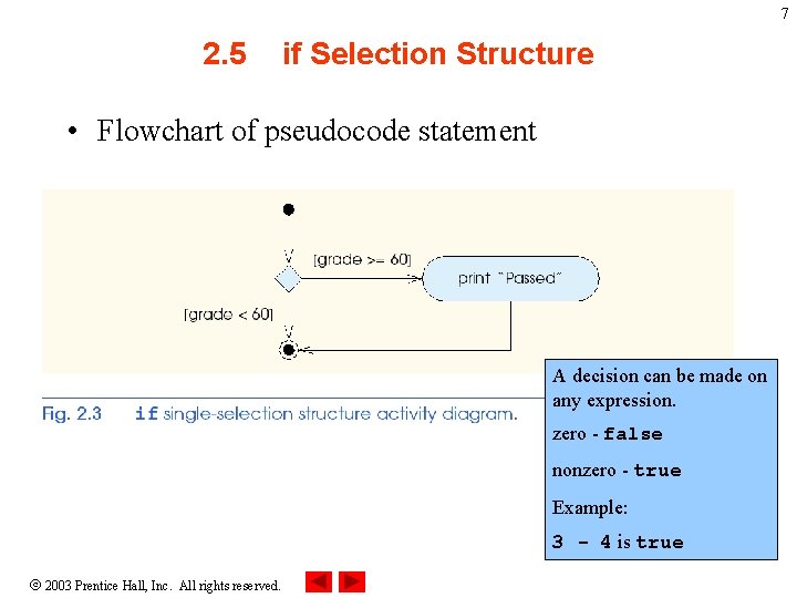 7 2. 5 if Selection Structure • Flowchart of pseudocode statement A decision can