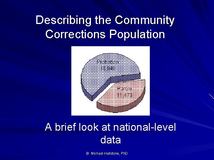 Describing the Community Corrections Population A brief look at national-level data © Michael Hallstone,