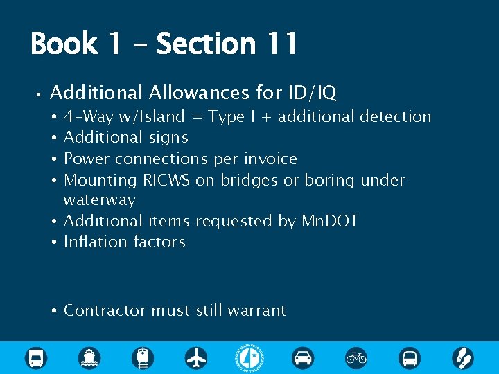Book 1 – Section 11 • Additional Allowances for ID/IQ 4 -Way w/Island = Book 1 – Section 11 • Additional Allowances for ID/IQ 4 -Way w/Island =