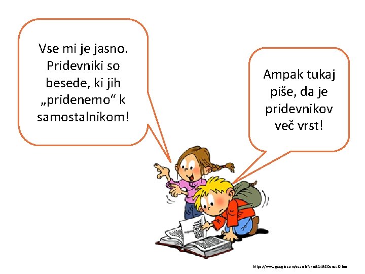 Vse mi je jasno. Pridevniki so besede, ki jih „pridenemo“ k samostalnikom! Ampak tukaj