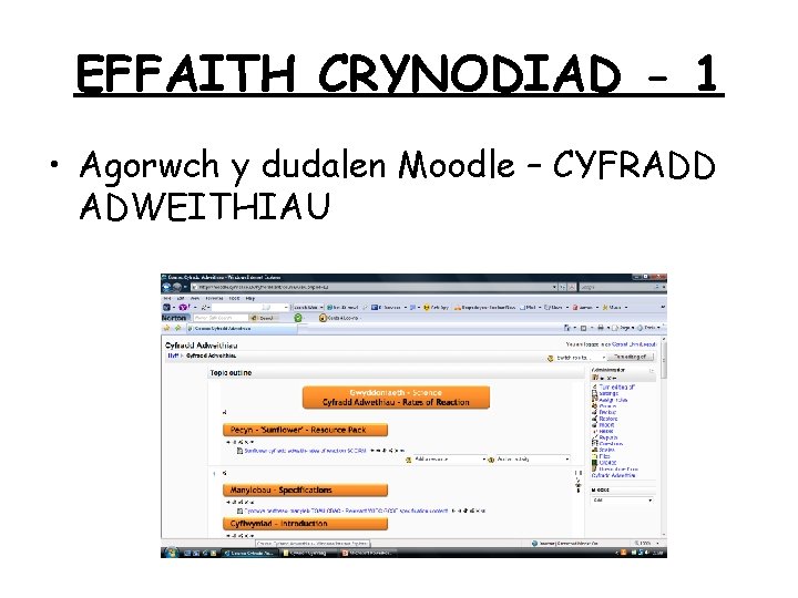 EFFAITH CRYNODIAD - 1 • Agorwch y dudalen Moodle – CYFRADD ADWEITHIAU 