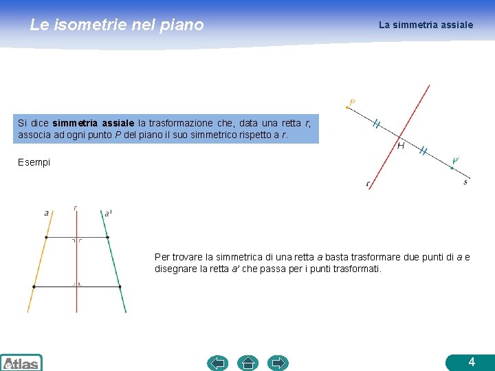 Le isometrie nel piano La simmetria assiale Si dice simmetria assiale la trasformazione che,