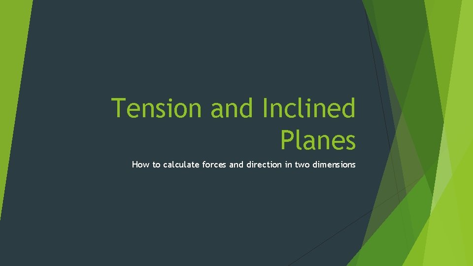 Tension and Inclined Planes How to calculate forces and direction in two dimensions 