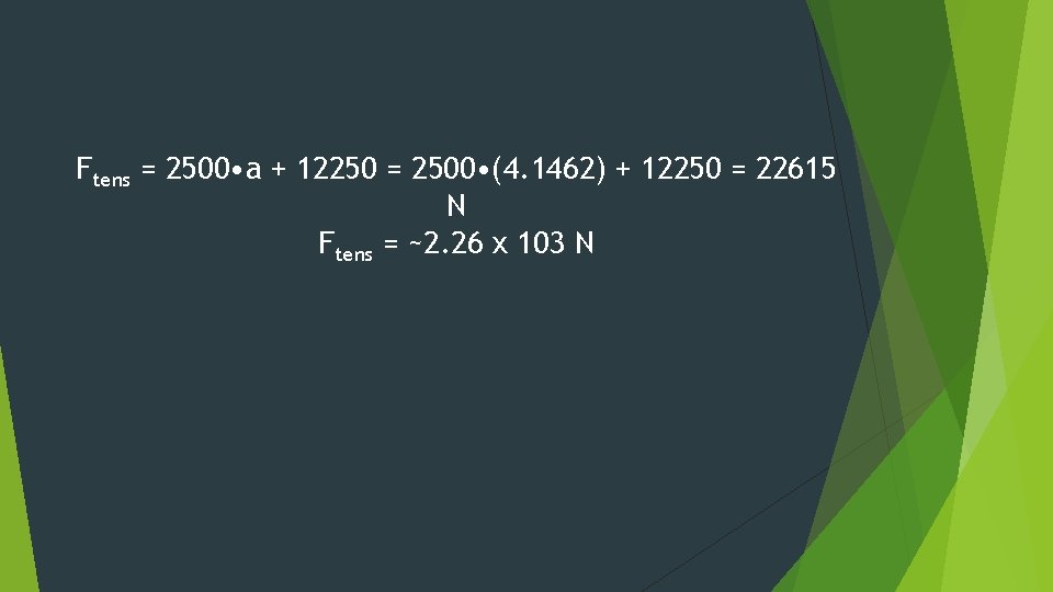 Ftens = 2500 • a + 12250 = 2500 • (4. 1462) + 12250