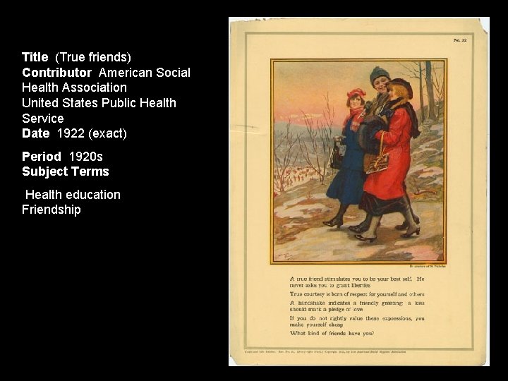 Title (True friends) Contributor American Social Health Association United States Public Health Service Date