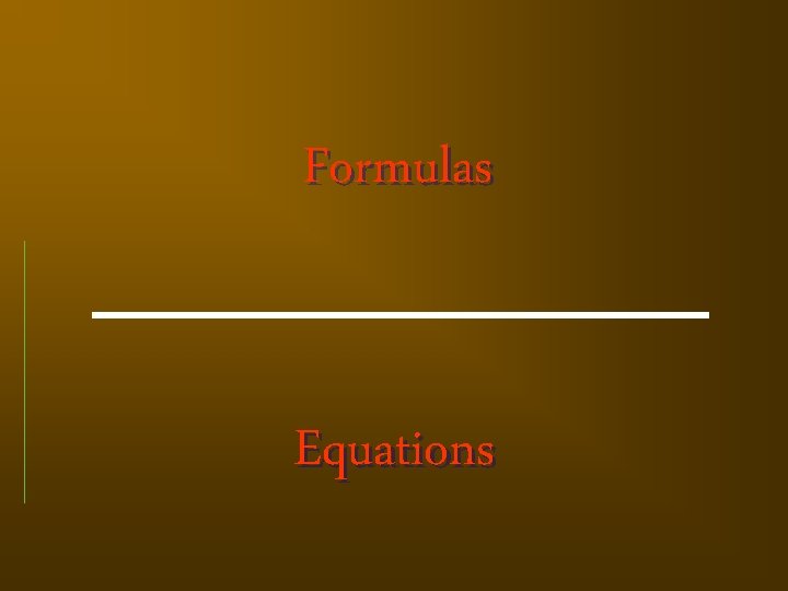 Formulas Equations 
