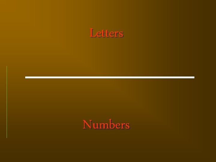 Letters Numbers 