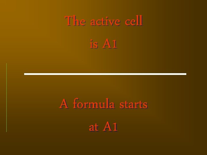The active cell is A 1 A formula starts at A 1 