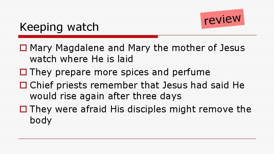 Keeping watch review o Mary Magdalene and Mary the mother of Jesus watch where