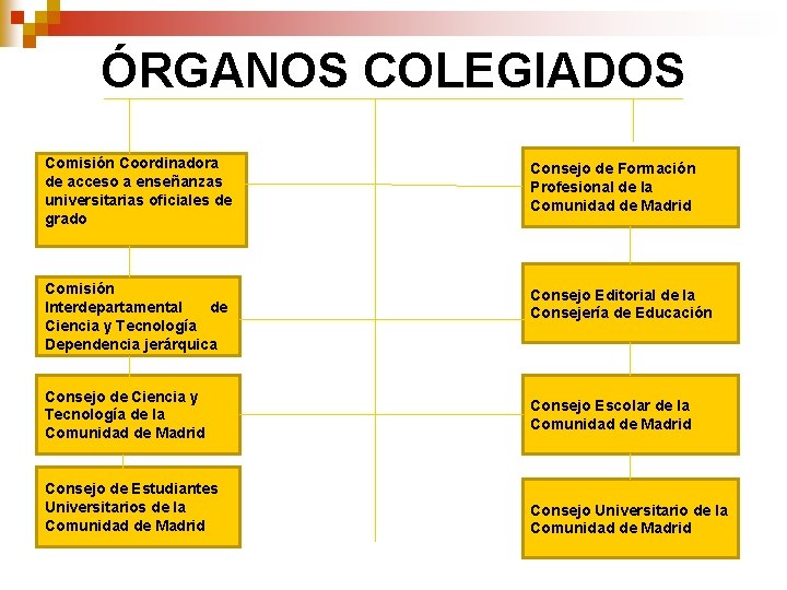 ÓRGANOS COLEGIADOS Comisión Coordinadora de acceso a enseñanzas universitarias oficiales de grado Consejo de