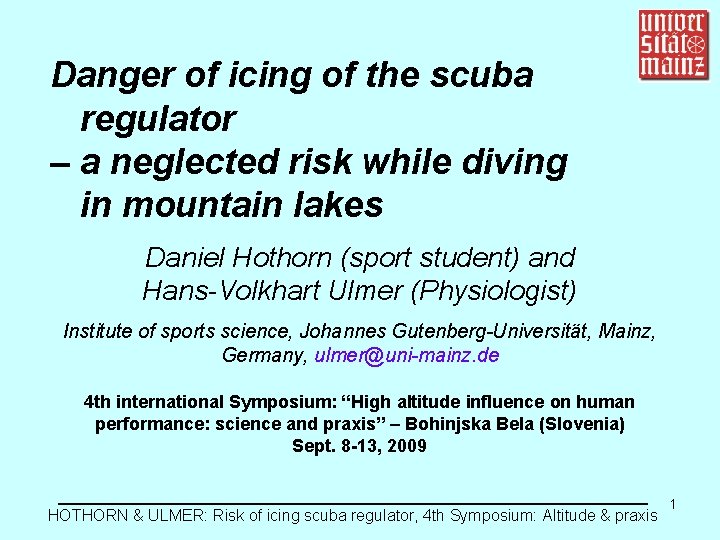 Danger of icing of the scuba regulator – a neglected risk while diving in