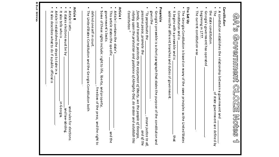 GA’s Government CLOZE Notes 1 Constitution • A constitution establishes the relationship between a