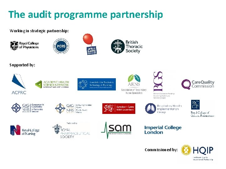 The audit programme partnership Working in strategic partnership: Supported by: Commissioned by: 