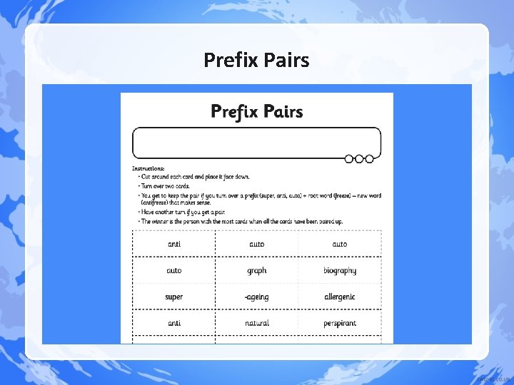 Prefix Pairs Prefix Pairs