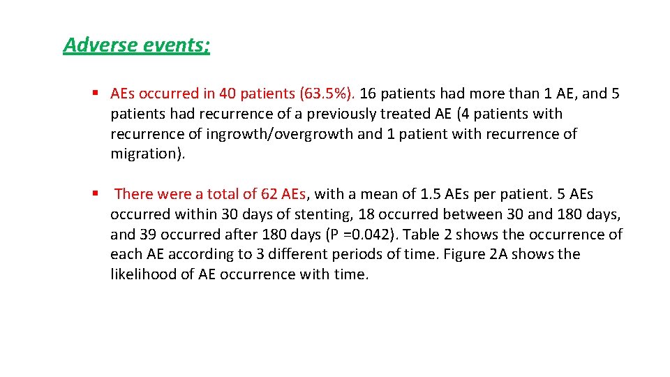 Adverse events; § AEs occurred in 40 patients (63. 5%). 16 patients had more