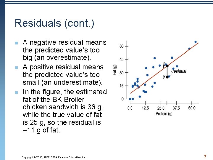 Residuals (cont. ) n n n A negative residual means the predicted value’s too