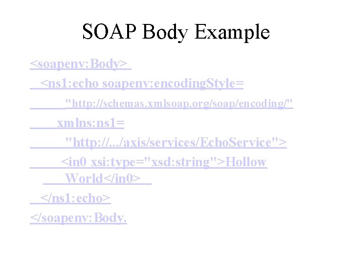 SOAP Body Example <soapenv: Body> <ns 1: echo soapenv: encoding. Style= "http: //schemas. xmlsoap.