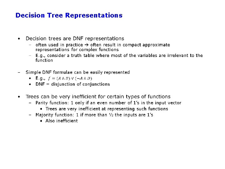 Decision Tree Representations 