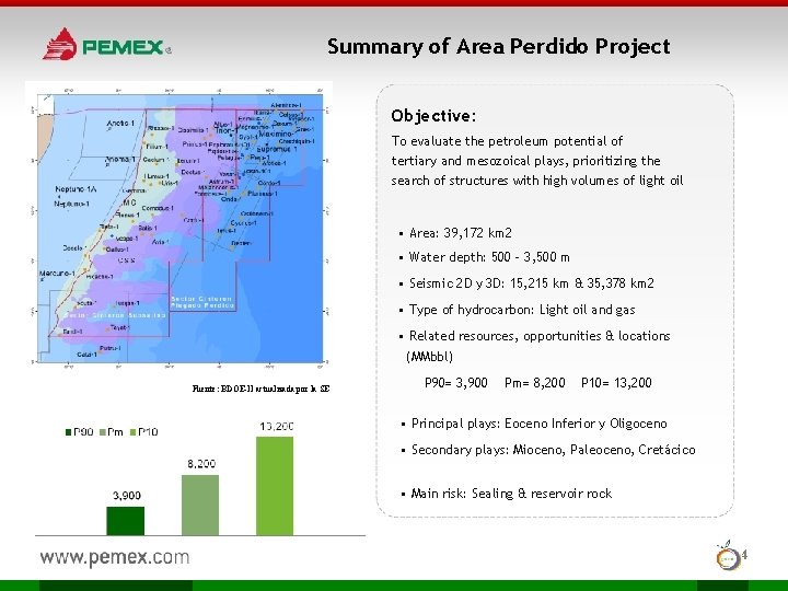 Summary of Area Perdido Project Objective: To evaluate the petroleum potential of tertiary and