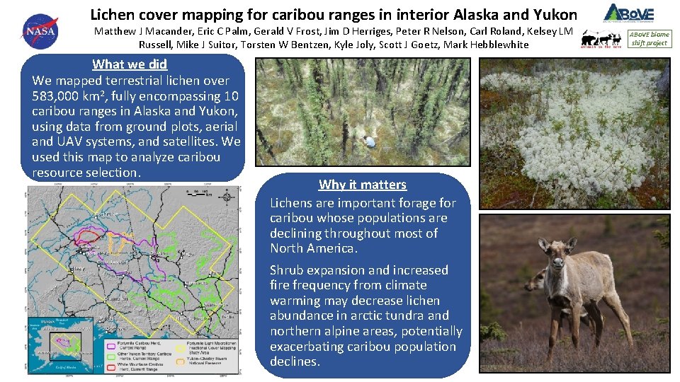 Lichen cover mapping for caribou ranges in interior Alaska and Yukon Matthew J Macander,