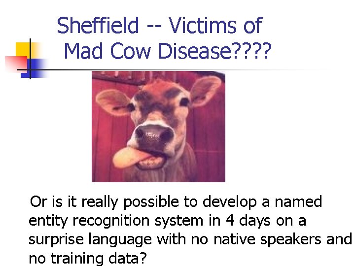 Sheffield -- Victims of Mad Cow Disease? ? Or is it really possible to