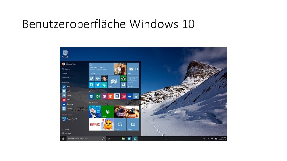 Benutzeroberfläche Windows 10 